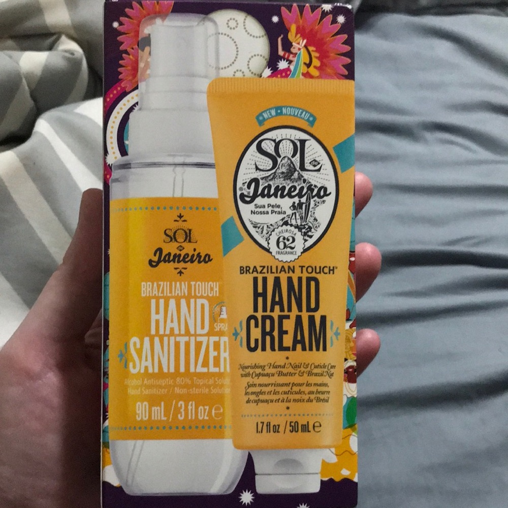 Sol de Janeiro hand sanitizer and lotion